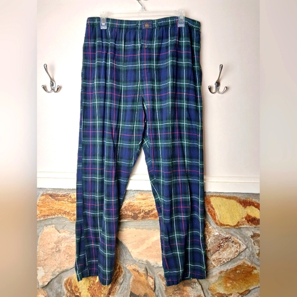 Polo Ralph Lauren Plaid Unisex Lounge pants Elastic waist 100% Cotton Mens Large - Picture 1 of 9